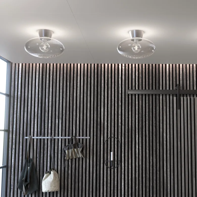 Bullo XL PlafondØ38 Aluminium/Klarglas
