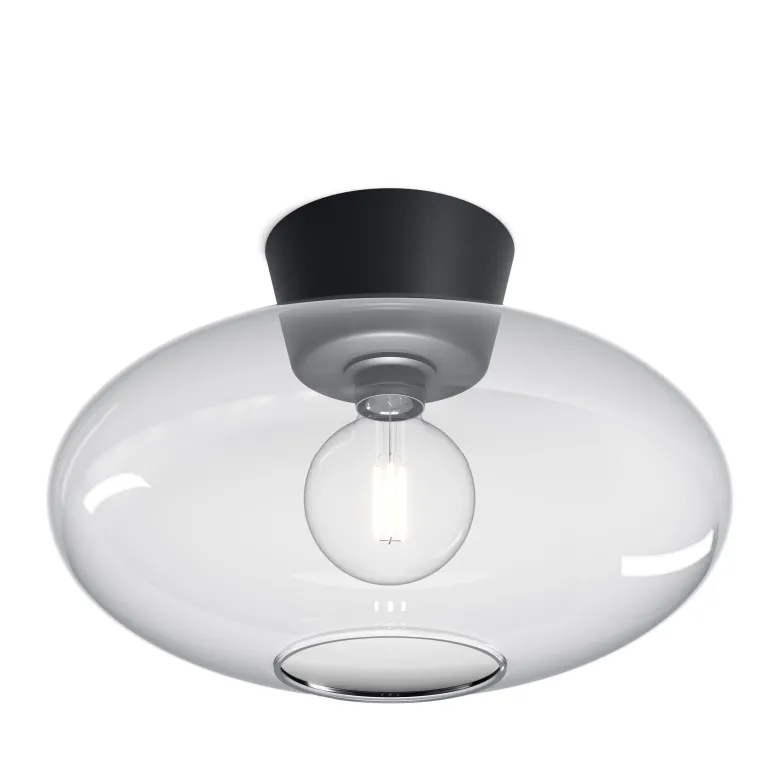 Bullo XL Plafond Ø38 Mattsvart/Klarglas