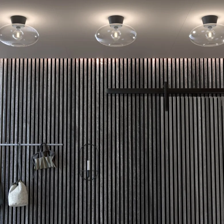 Bullo XL Plafond Ø38 Mattsvart/Klarglas