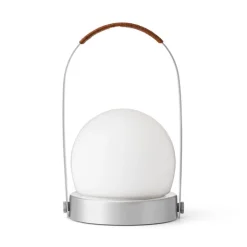 Carrie portabel bordslampa IP44 brushed aluminium/leather