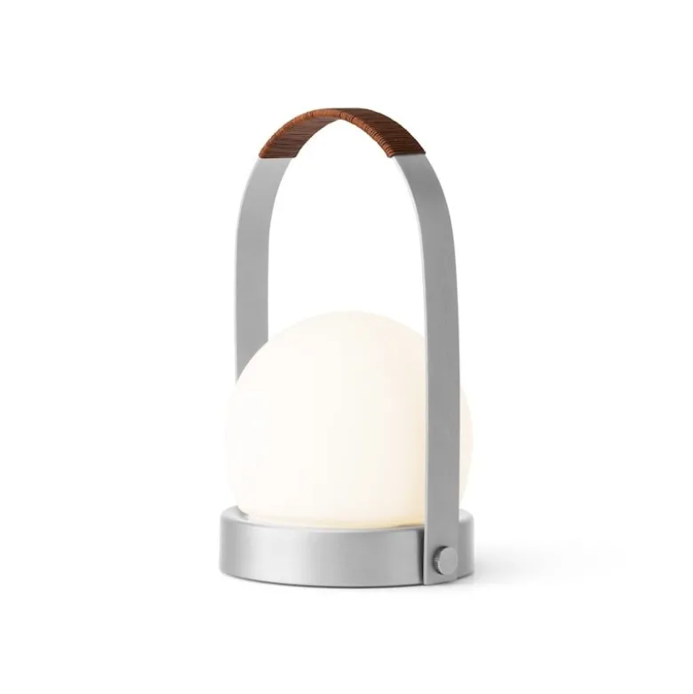 Carrie portabel bordslampa IP44 brushed aluminium/leather