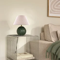 Castello 24 Bordslampa Mörkgrön marmor/beige