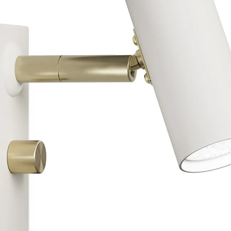 Cato vägglampa enkel mattvit/mässing