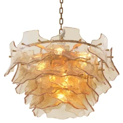 Clarendon Chandelier taklampa antik mässing/champagnefärgat glas