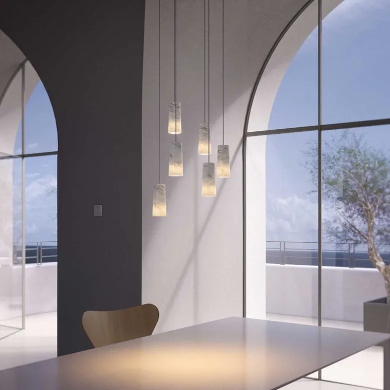Core 6 kluster taklampa vit carrara marmor