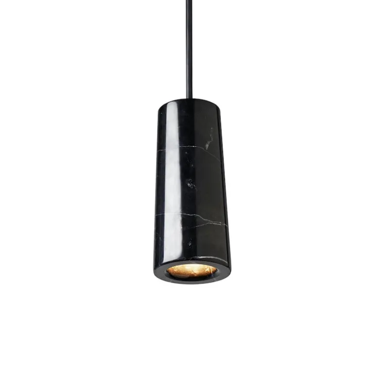 Core single taklampa svart Marquina marmor
