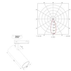 Cylinder 45 570lm D2W 930-918 36° 7W WH 1-fas vit