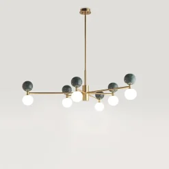 Dalt 6 taklampa antik guld/grön marmor