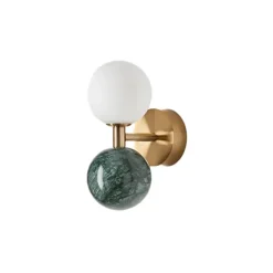 Dalt vägglampa antik guld/grön marmor