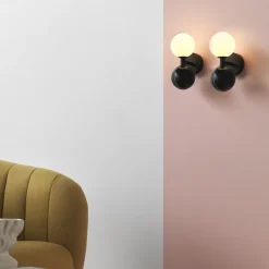 Dalt vägglampa mattsvart/svart marmor