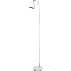 Deluxe golvlampa vit/mässing