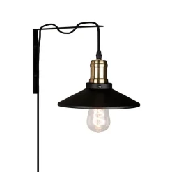 Disc vägglampa svart/borstad mässing