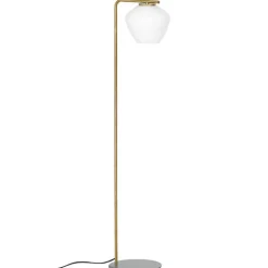 DK golvlampa råmässing/matt opalglas