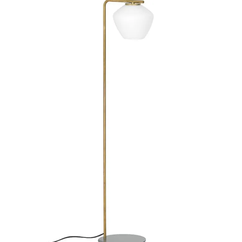 DK golvlampa råmässing/matt opalglas