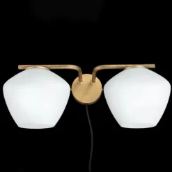 DK 2 vägglampa råmässing/matt opalglas