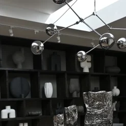 Drop chandelier taklampa Globe chrome