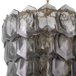 Elias Chandelier taklampa Antik mässing/rökfärgat glas