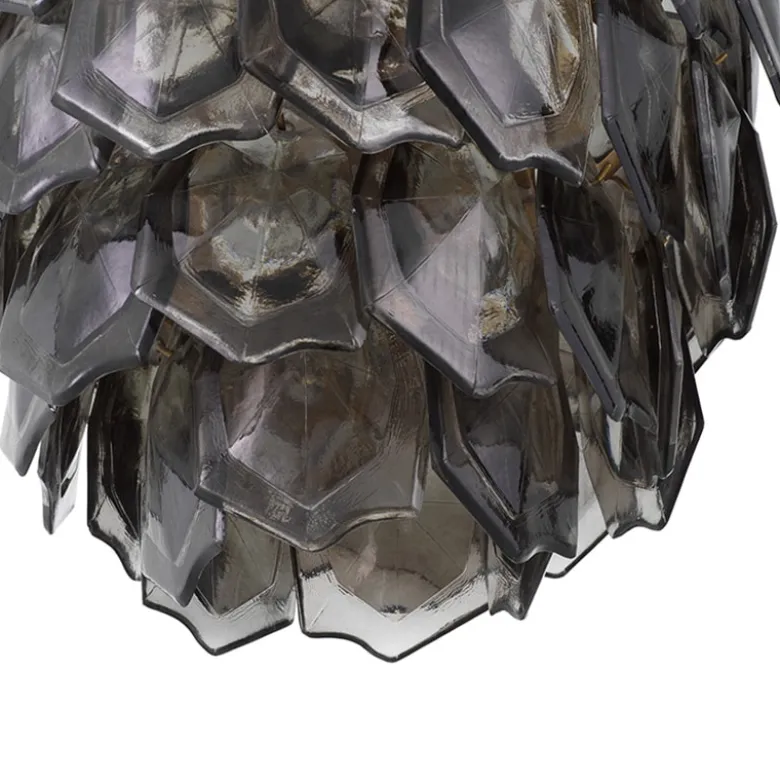 Elias Chandelier taklampa Antik mässing/rökfärgat glas