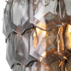 Elias Chandelier taklampa Antik mässing/rökfärgat glas