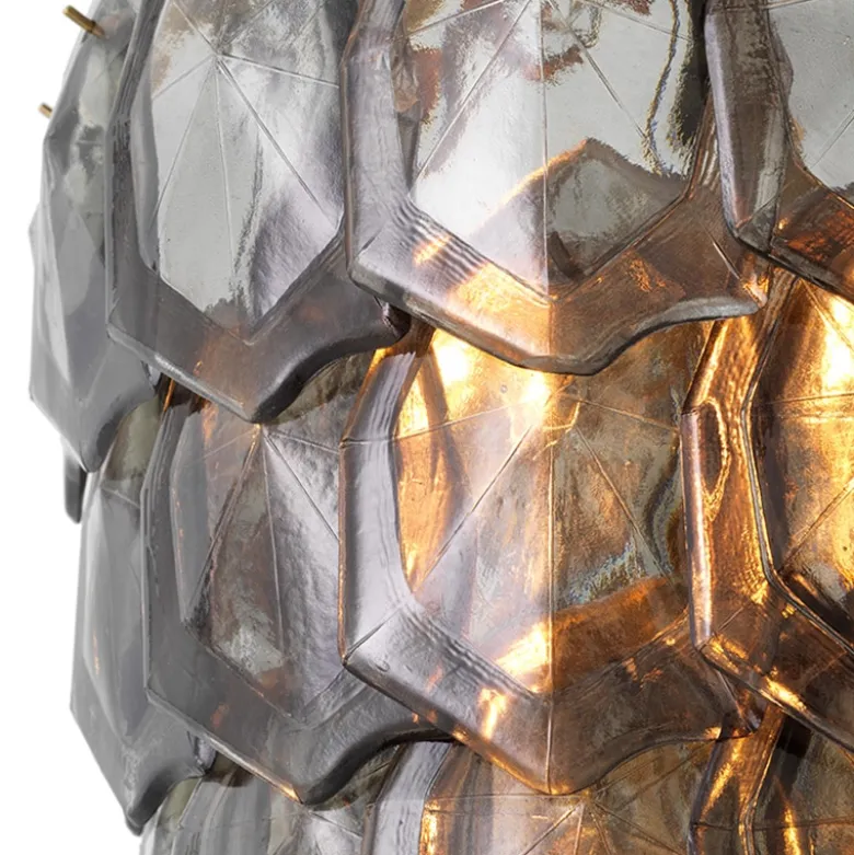 Elias Chandelier taklampa Antik mässing/rökfärgat glas