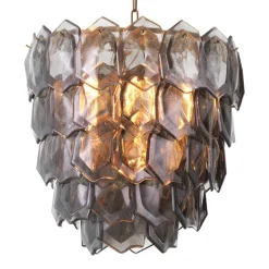 Elias Chandelier taklampa Antik mässing/rökfärgat glas