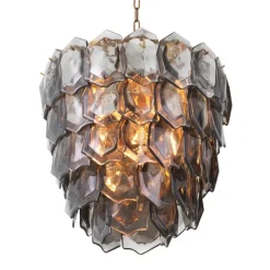 Elias Chandelier taklampa Antik mässing/rökfärgat glas