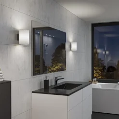 Evoke L vägglampa IP44 antracit/opal glas