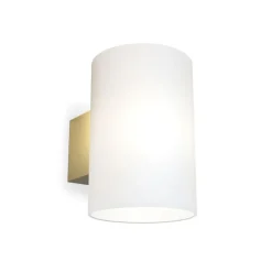 Evoke L vägglampa IP44 satin mässing/opal glas