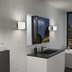 Evoke oval vägglampa IP44 antracit/opal glas
