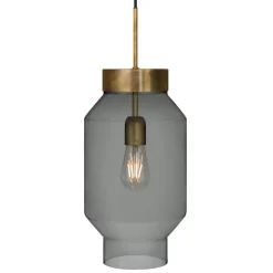 Fenomen taklampa stor råmässing/rökfärgat glas