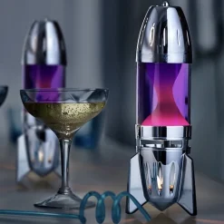 Fireflow silver lavalampa värmeljus lila med rosa lava