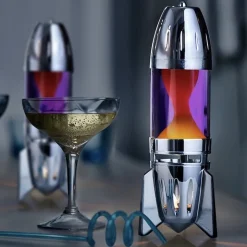 Fireflow silver lavalampa värmeljus lila med orange lava