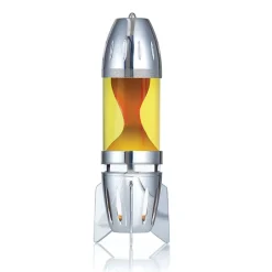 Fireflow silver lavalampa värmeljus gul med orange lava