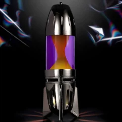Fireflow svart lavalampa värmeljus lila med orange lava