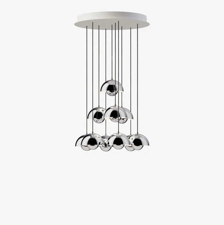 Flowerpot VP10 10 pendlar, taklampa plated chrome