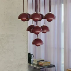 Flowerpot VP10 10 pendlar, taklampa dark plum