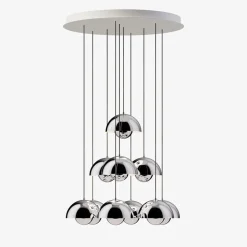 Flowerpot VP1 10 pendlar, taklampa plated chrome