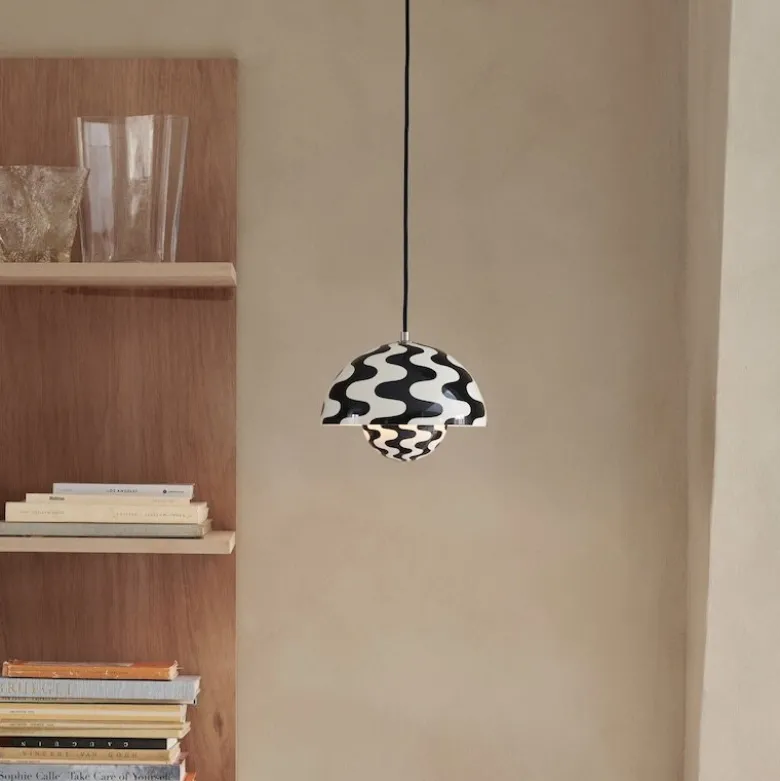 Flowerpot VP1 taklampa black/white pattern