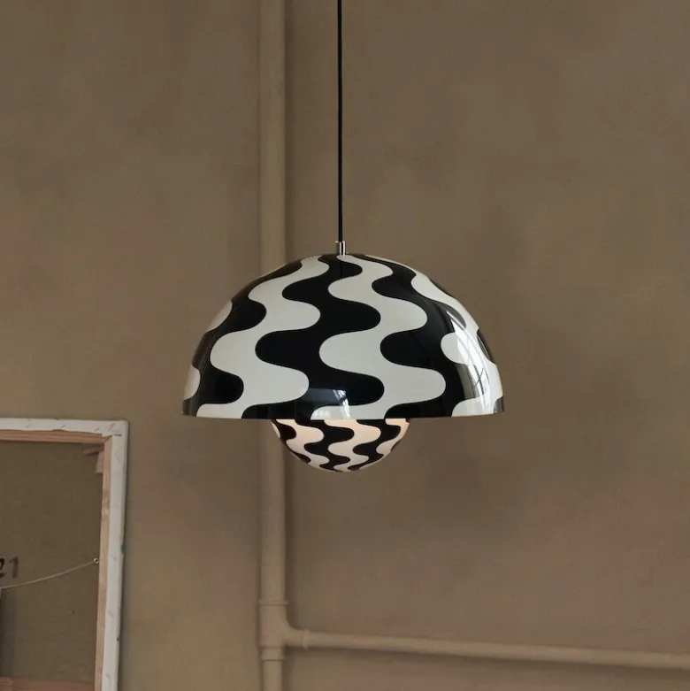 Flowerpot VP2 taklampa black/white pattern