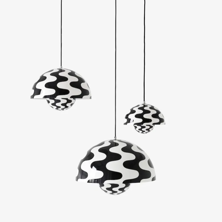 Flowerpot VP2 taklampa black/white pattern