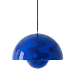 Flowerpot VP2 taklampa cobalt blue & twilight blue pattern