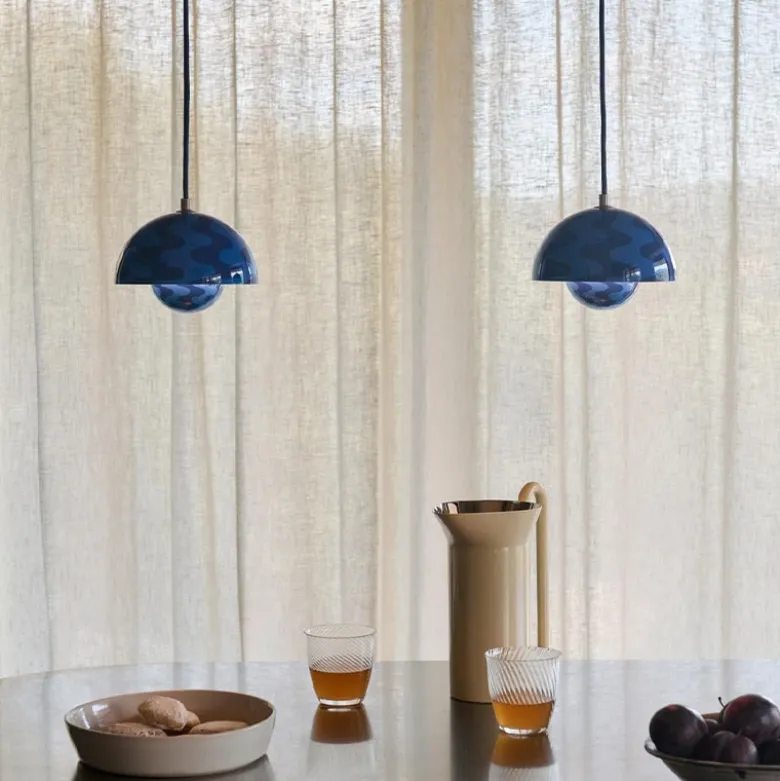 Flowerpot VP10 taklampa cobalt blue & blue pattern