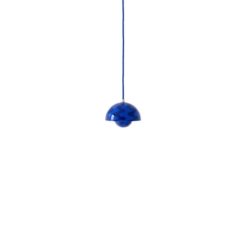 Flowerpot VP10 taklampa cobalt blue & blue pattern