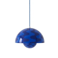 Flowerpot VP7 taklampa cobolt blue & twilight blue pattern