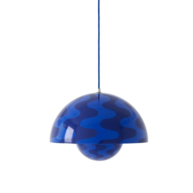 Flowerpot VP7 taklampa cobolt blue & twilight blue pattern