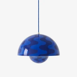 Flowerpot VP7 taklampa cobolt blue & twilight blue pattern