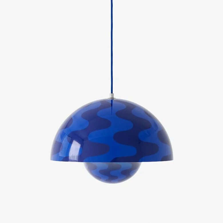 Flowerpot VP7 taklampa cobolt blue & twilight blue pattern