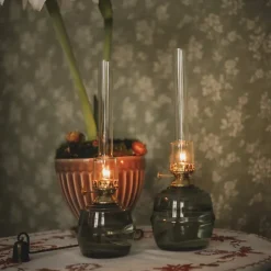 Fotogenlampa Majken grön/mässing stor