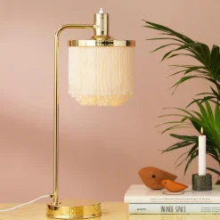 Fringe bordslampa cream white