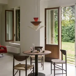 Gio LN14 taklampa vemilion red, dark burgundy & ecru white